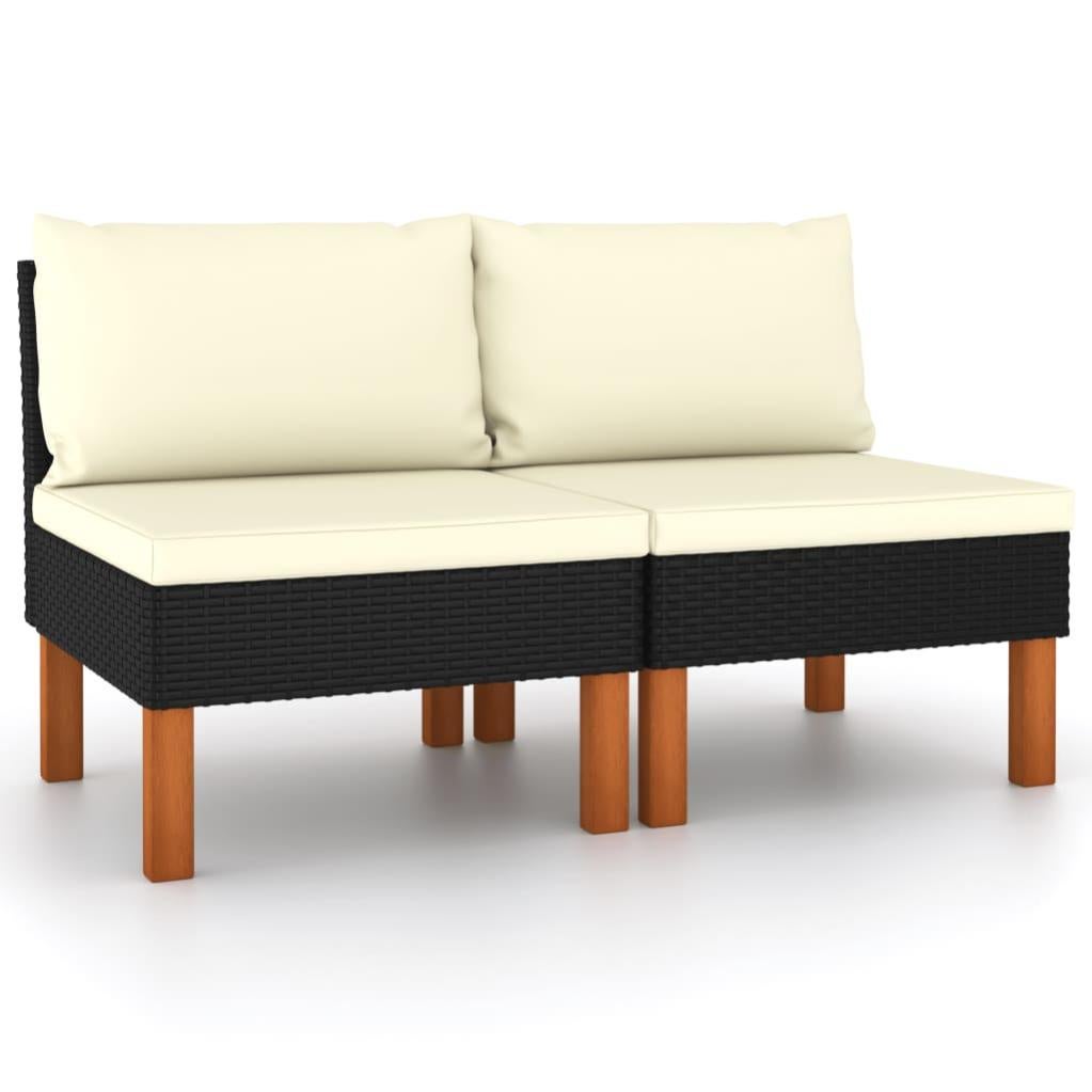 Set Divani Da Giardino 8 Pz Con Cuscini In Polyrattan Nero 3059741