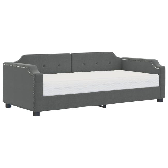 Maison Exclusive Sofá cama nido con colchón tela gris oscuro 90x200 cm