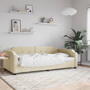 Maison Exclusive Sofá cama nido con cajones tela color crema 90x200 cm
