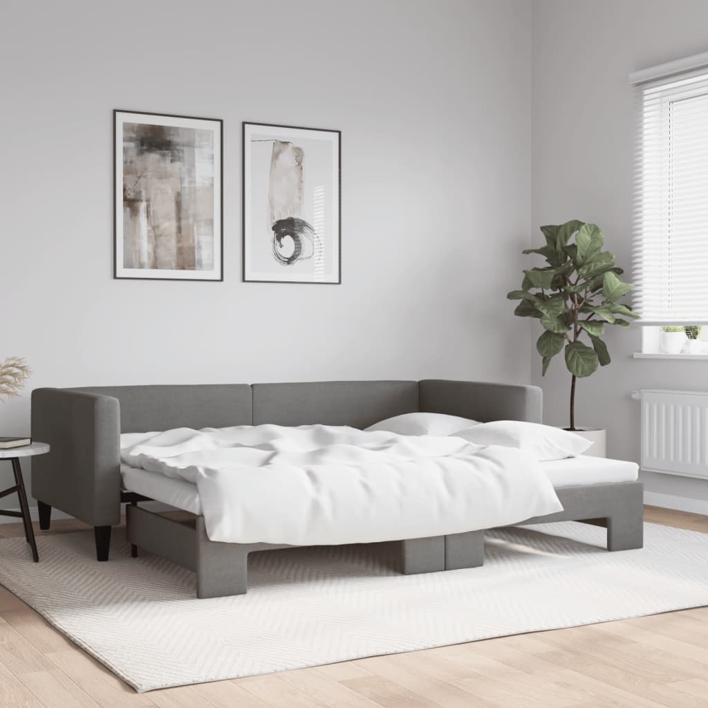 Maison Exclusive Sofá cama nido tela gris oscuro 90x190 cm