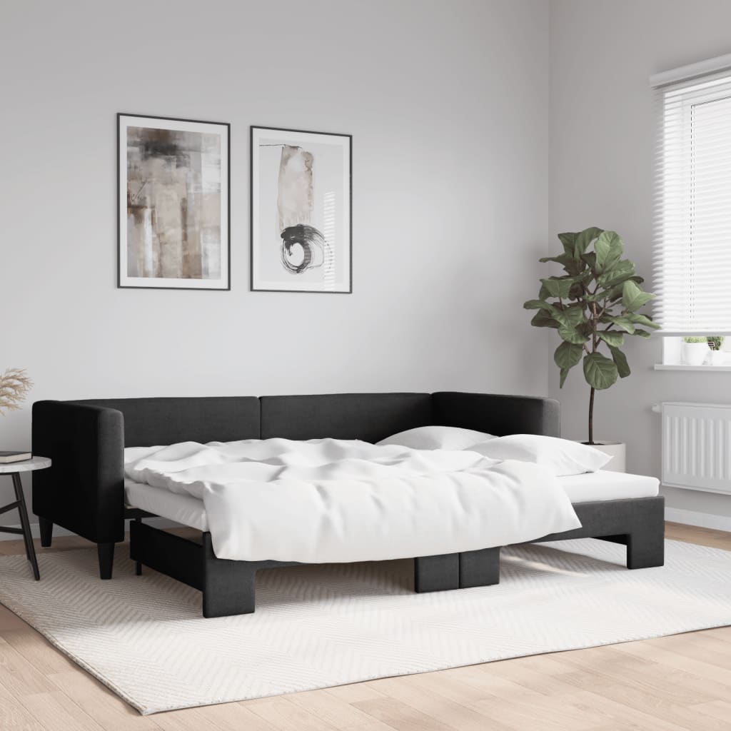 Maison Exclusive Sofá cama nido tela negro 90x200 cm
