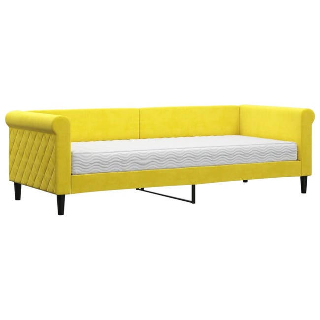 Maison Exclusive Sofá cama nido con cajones terciopelo amarillo 100x200 cm