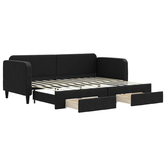 Sofá cama Cama para adulto con reposabrazos tela negro SDV542885 MaisonChic