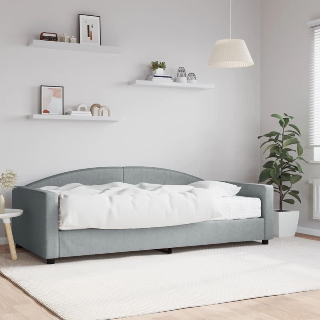 Letto A Molle Materasso E LED Grigio Chiaro 160x200 Cm Tessuto - Foto 6