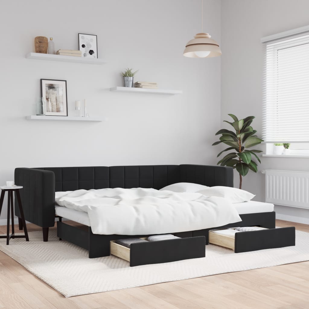 Maison Exclusive Sofá cama nido con cajones tela color crema 90x200 cm