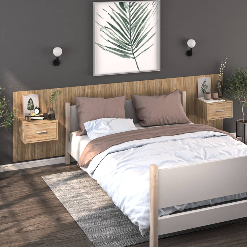 Maison Exclusive Cabecero de cama con mesitas madera contrachapada roble  SoMaison Exclusive