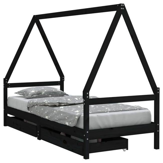 Maison Exclusive Estructura de cama infantil con cajones madera blanco  90x190 cm