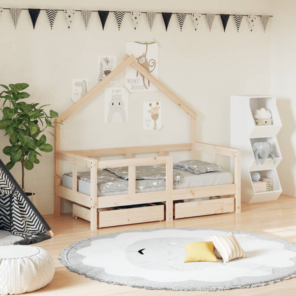Maison Exclusive Estructura de cama para niños con cajones madera pino  70x140 cm