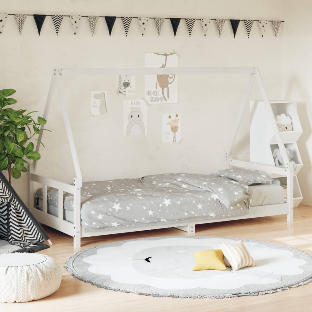 Maison Exclusive Estructura de cama para niños madera de pino blanco 90x190  cm