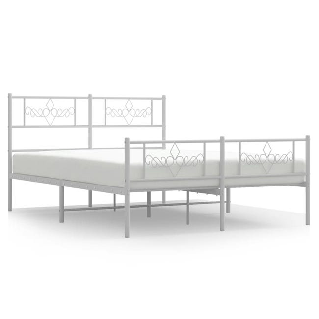 Maison Exclusive Estructura cama metal con cabecero y estribo blanco 160x200  cm