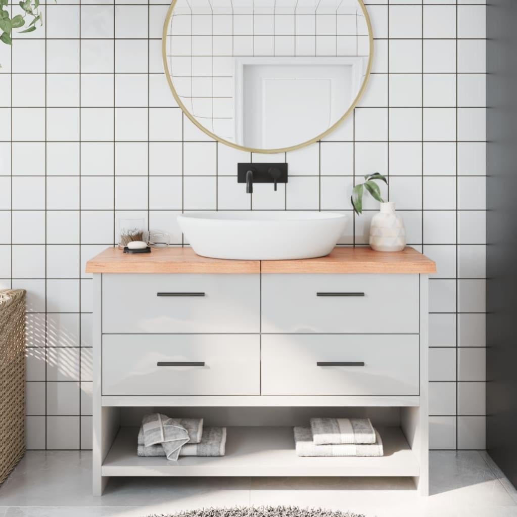 Piano Bagno Marrone 160x50x(2-4) cm Legno Massello Trattato