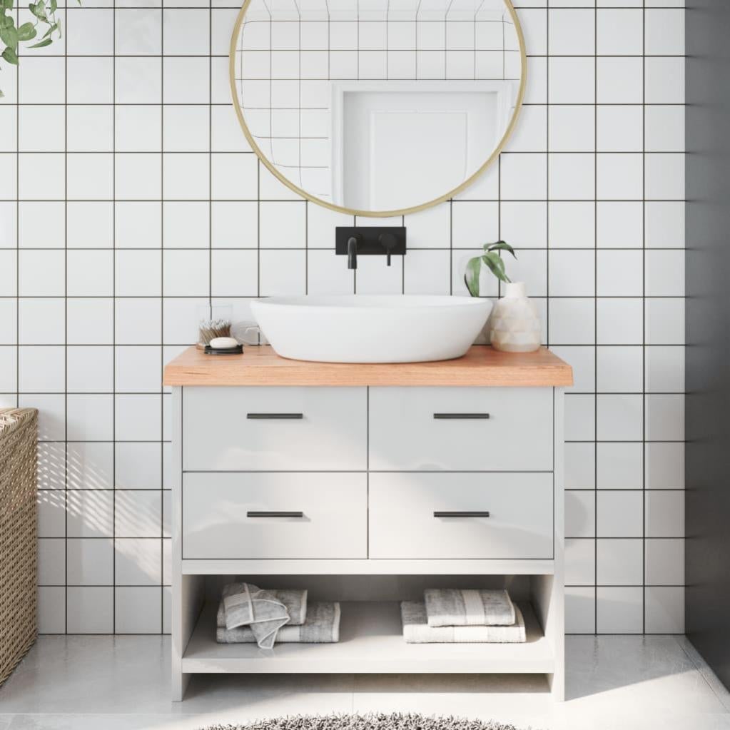 Piano Bagno Marrone 120x40x(2-4) cm Legno Massello Trattato