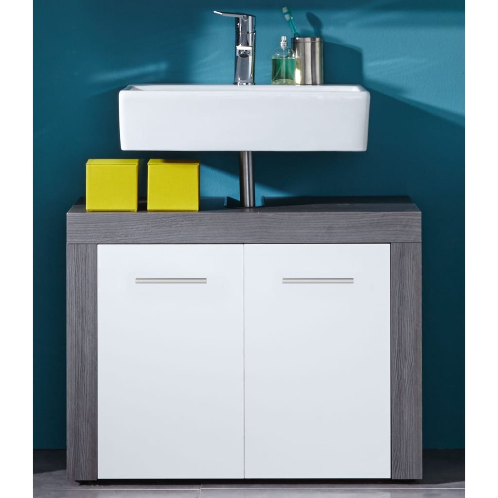 Maison Exclusive Meuble sous évier Miami argenté fumé et blanc Leroy Merlin