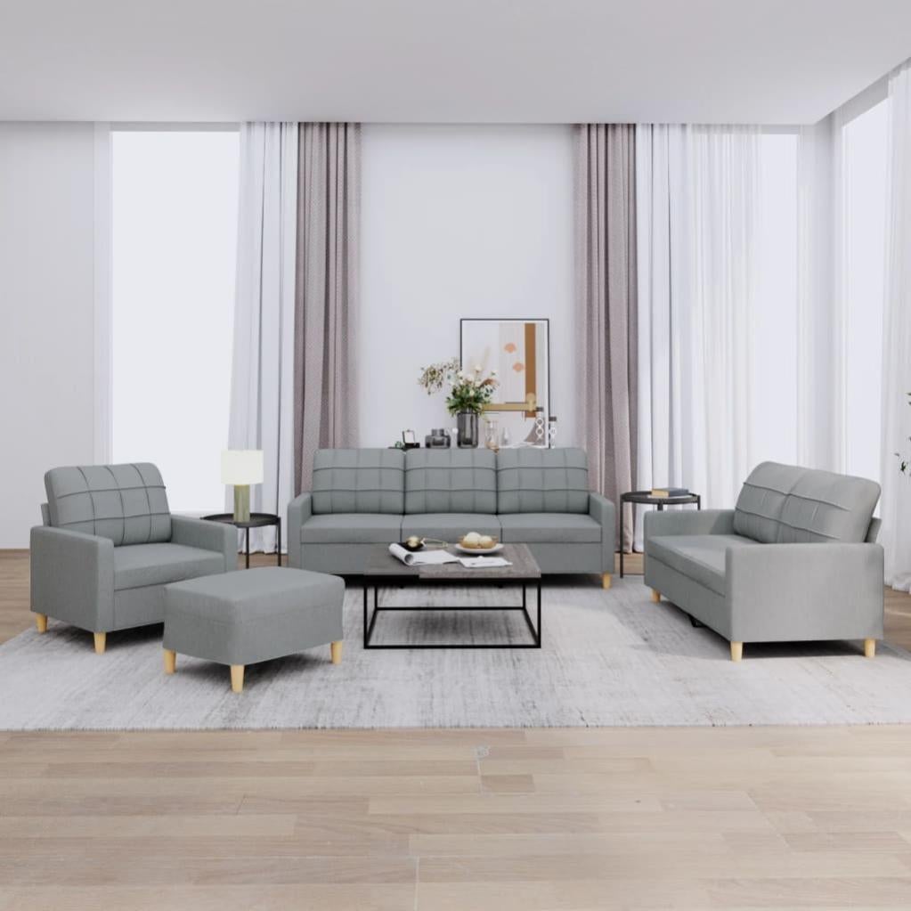 Set divano 2 pezzi con cuscini in tessuto grigio chiaro | Leroy Merlin