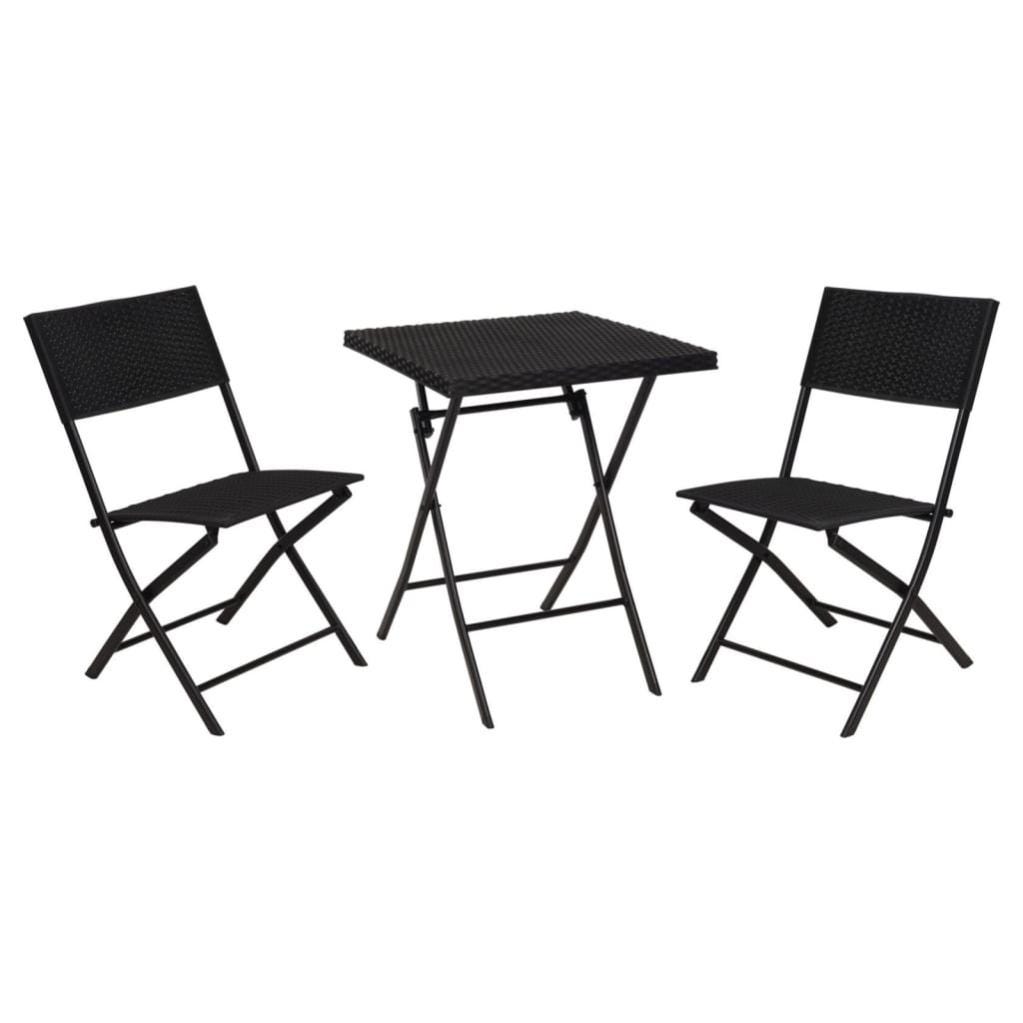 Mesa y sillas plegables de jardín 3 piezas plástico antracita