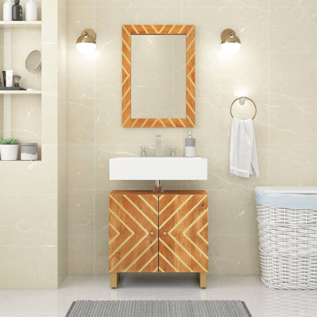 Maison Exclusive Mueble para lavabo de baño madera maciza mango marrón y  negro