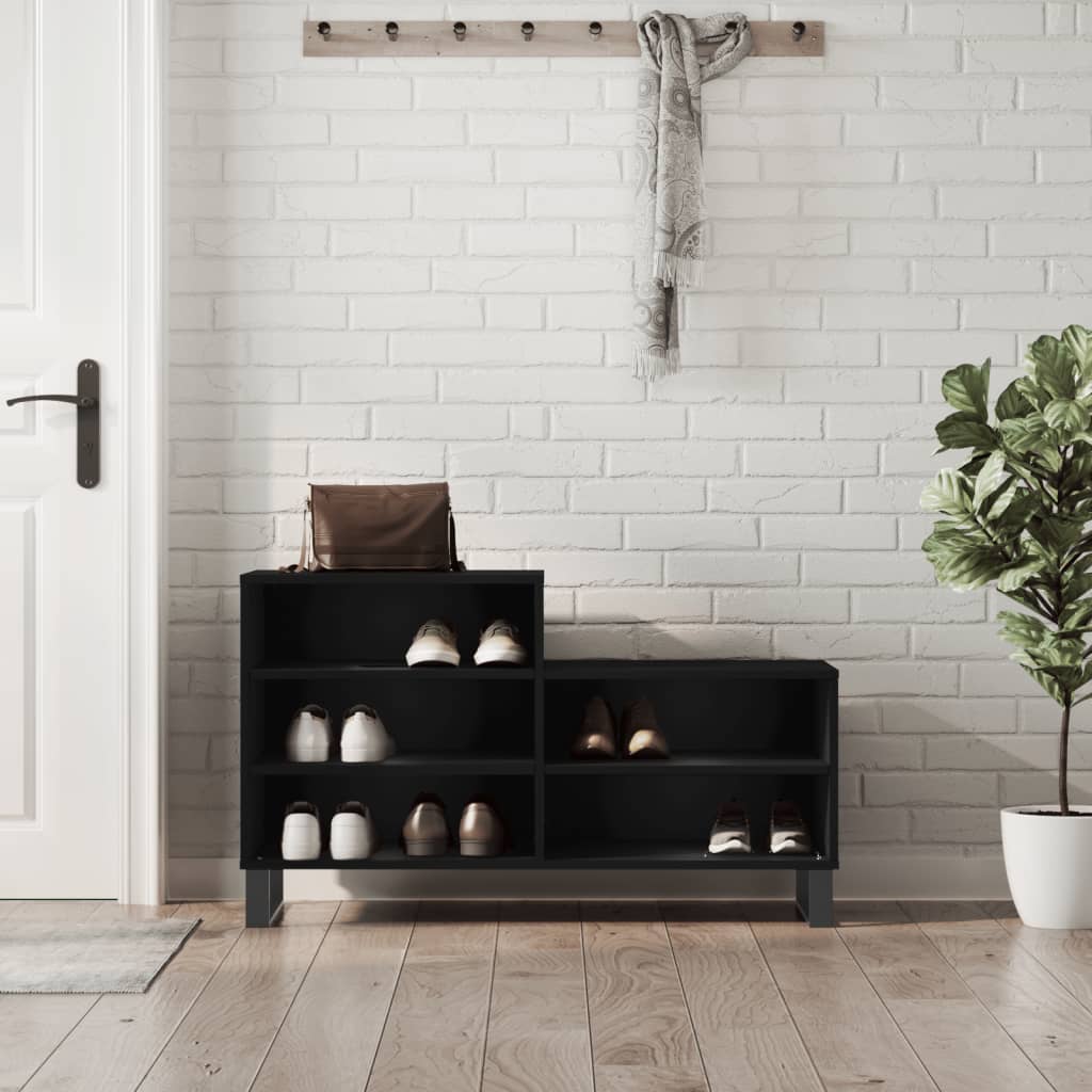 Maison Exclusive Mueble zapatero madera contrachapada negro 102x36x60 cm