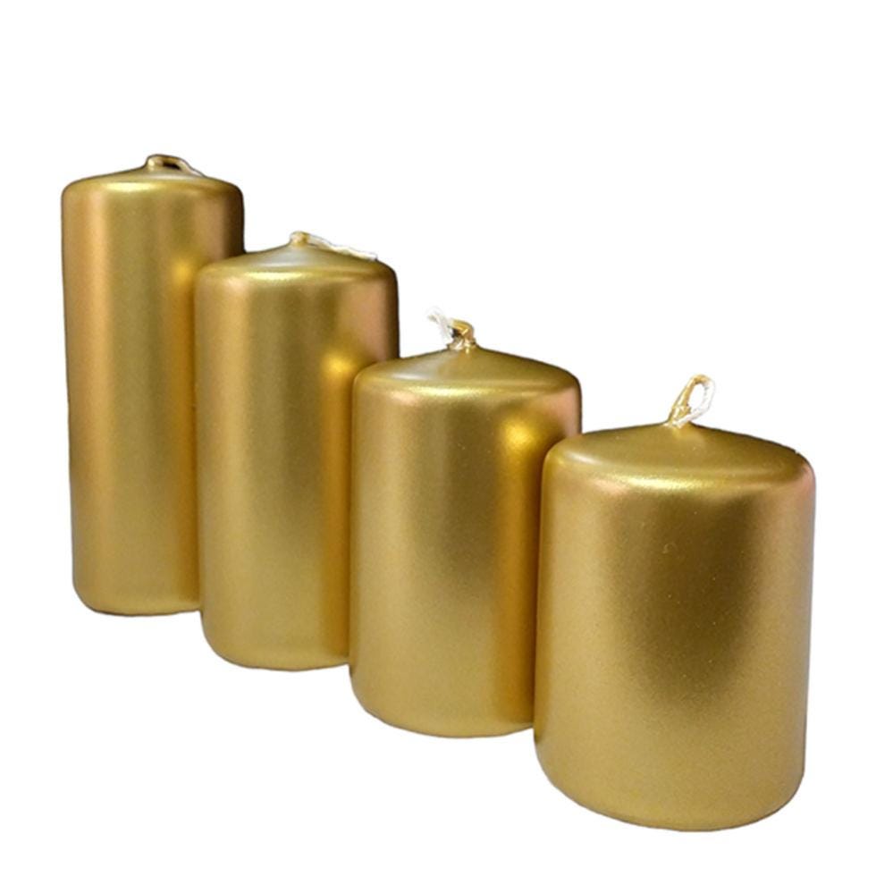 Set 4 candele a cilindro oro centrotavola di natale in cera decorazioni  addobbi natalizi casa tavola decorative