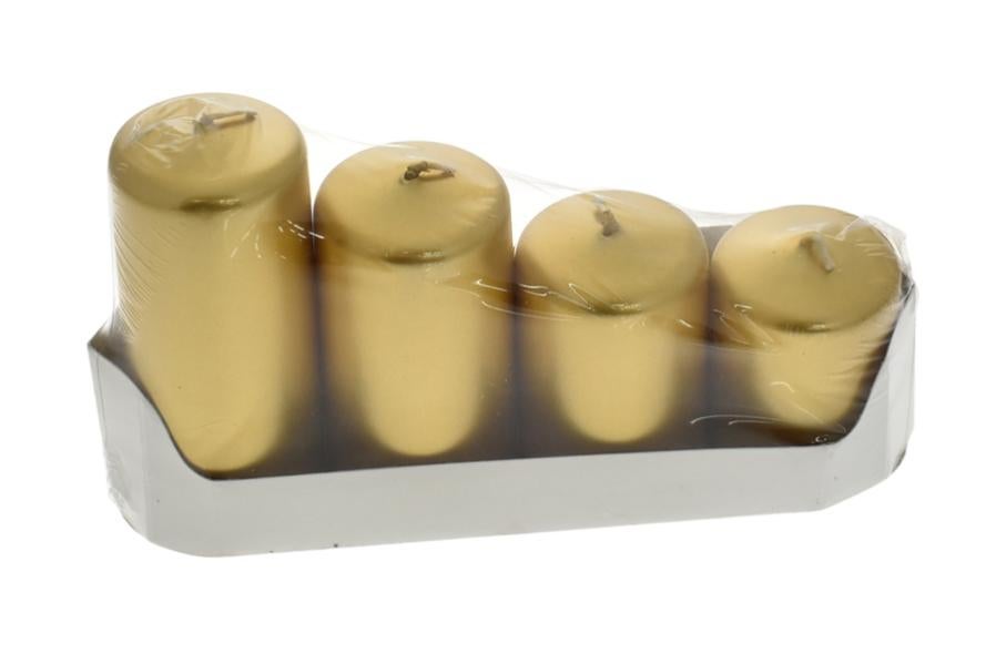 Spetebo Candele A Pilastro In Paraffina, Set Da 4 Pezzi, 10x7 Cm, Color Champagne, Senza Profumo, 30 Ore Di Combustione