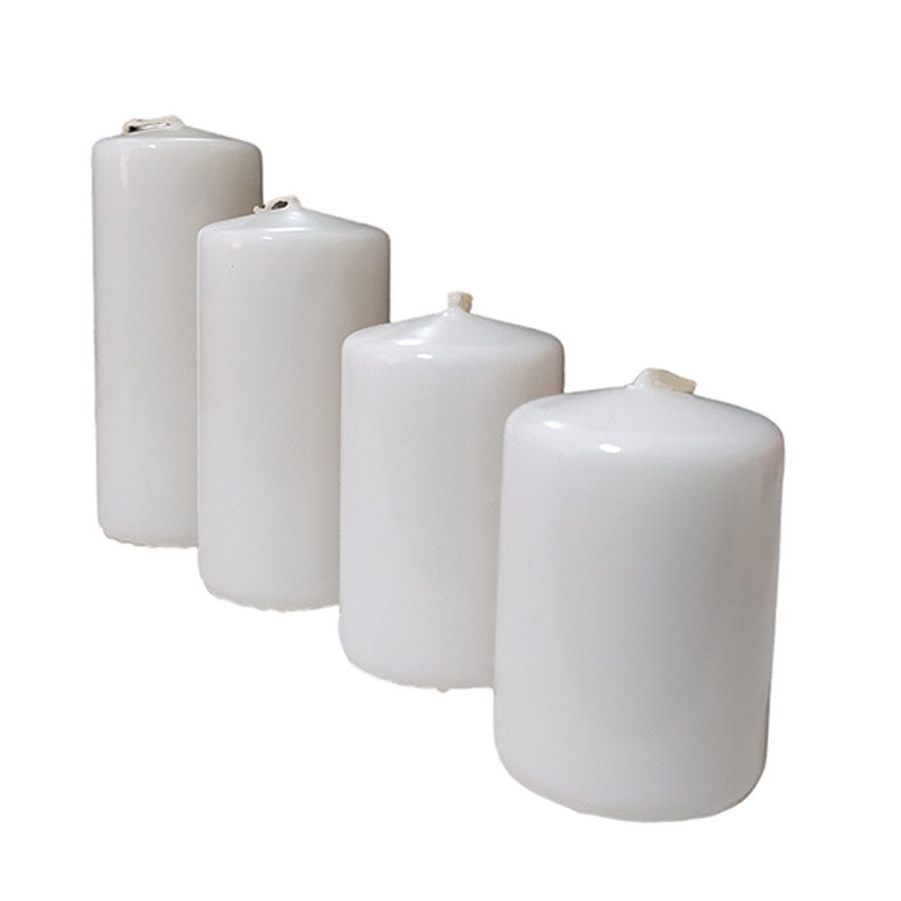Set 4 candele a cilindro bianche centrotavola di natale in cera decorazioni  addobbi natalizi casa tavola decorative