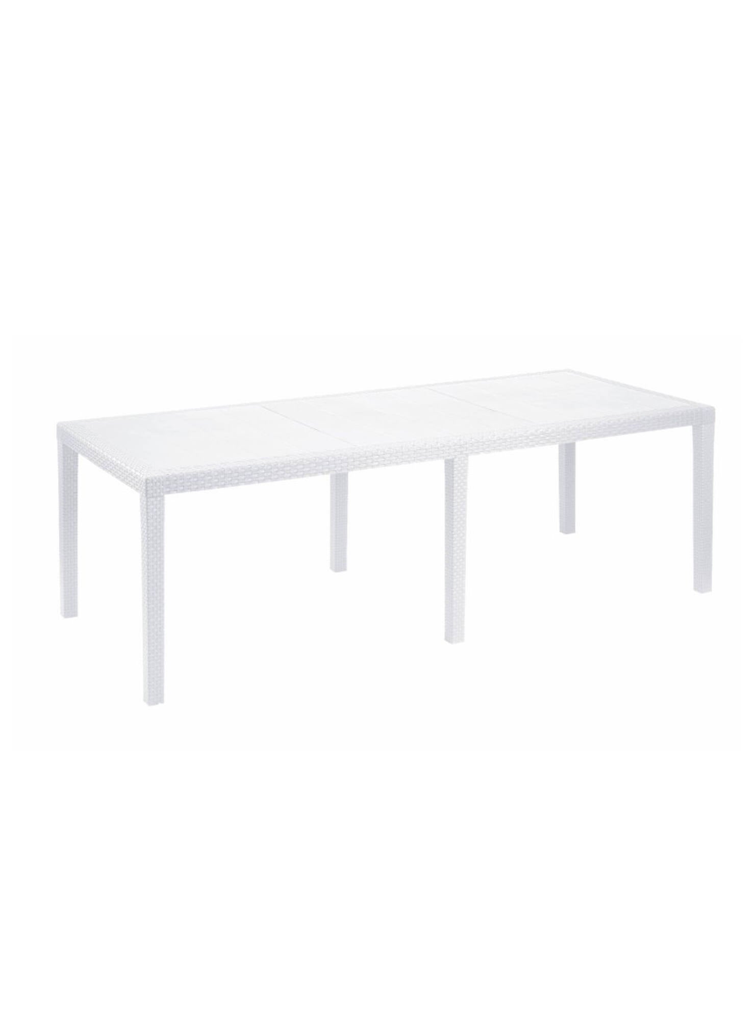 Tavolo da esterno Dmains, Tavolo rettangolare allungabile da pranzo, Tavolo  da giardino estensibile effetto rattan, 150x90h72 cm, Bianco