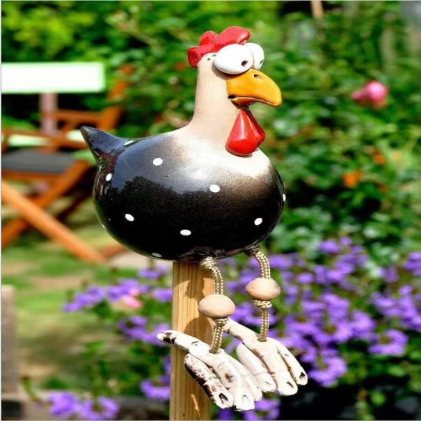 Confezione da 3 divertenti statue decorative per recinti di pollo