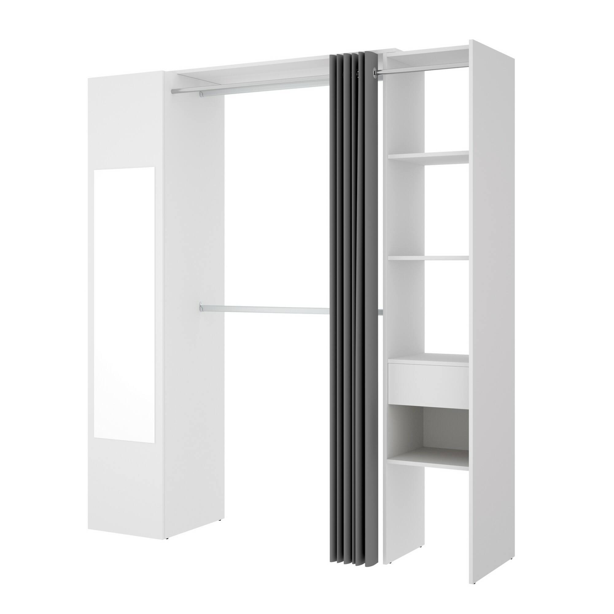 Guardaroba Dmagrin, Struttura per cabina armadio angolare, Mobile  appendiabiti aperto ad angolo, 228x79h187 cm, Bianco