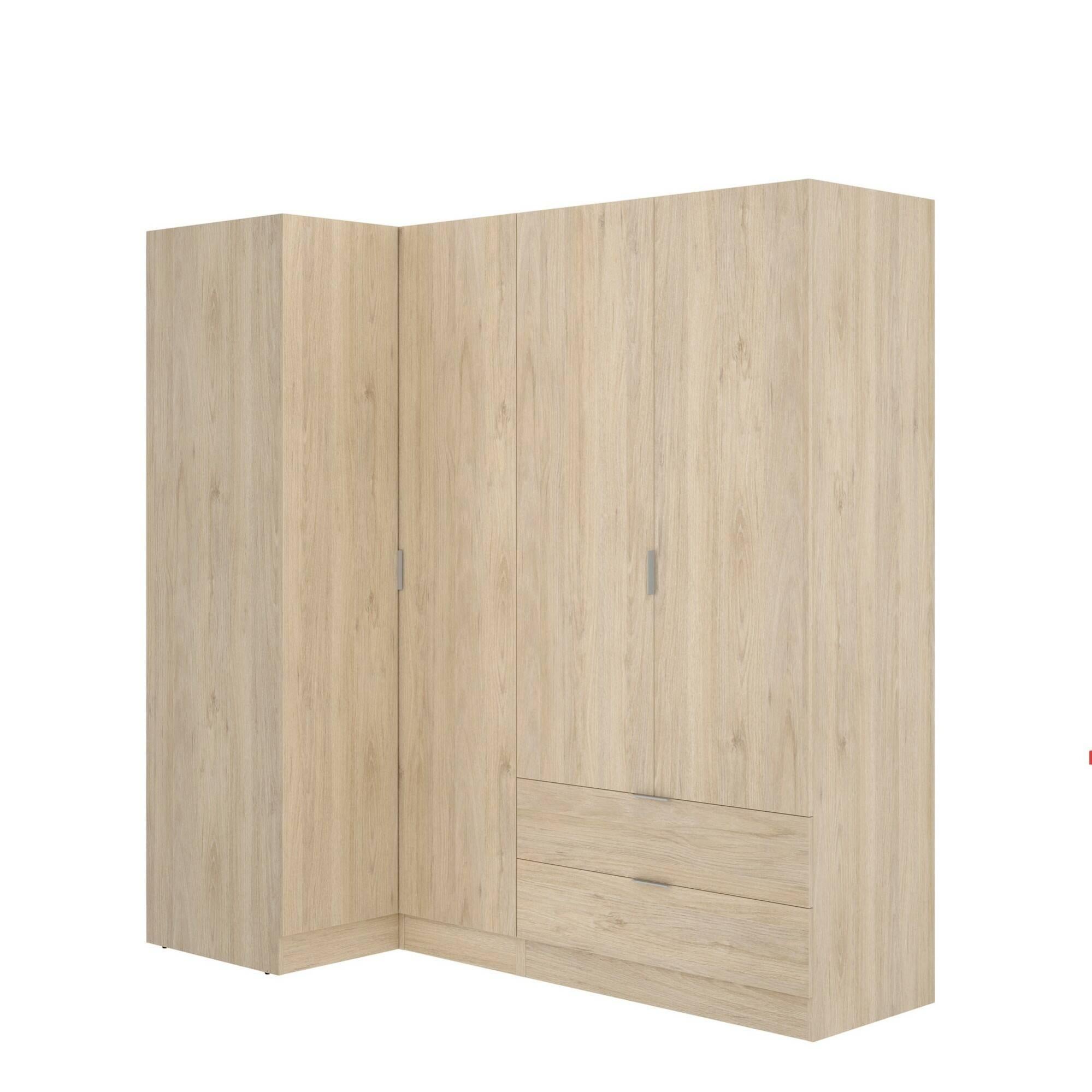 Armadio Guardaroba Con Barra Appendiabiti 3 Ante 2 Cassetti Legno E Rafia Ocean