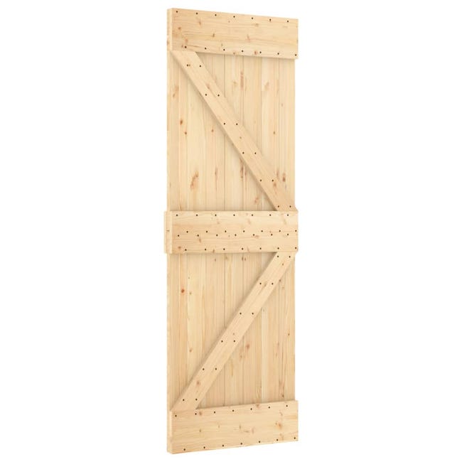 Puerta corredera con herrajes madera maciza de pino 80x210 cm vidaXL