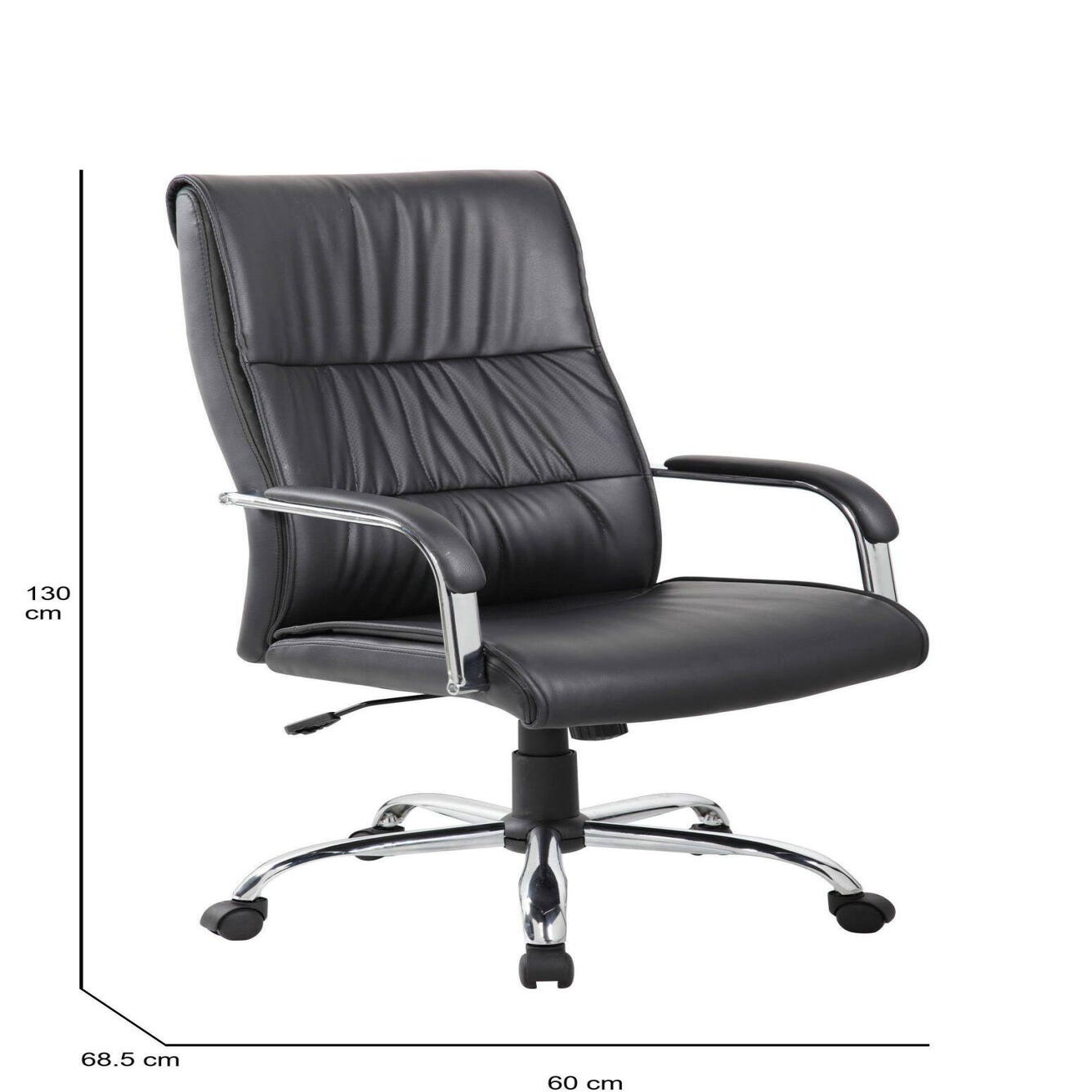 Sedia da ufficio Dalbin, Poltrona presidenziale alta con braccioli, Sedia  ergonomica da ufficio, 69x60h120/130 cm, Nero