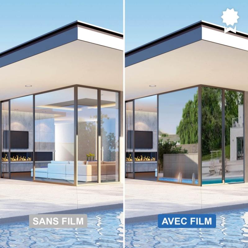 DIMEXACT Film Miroir Sans Tain Argent Chromé - Haute Durabilité, 152 Cm X 1 M Rouleau, Anti-Vis-à-Vis & UV Extérieur