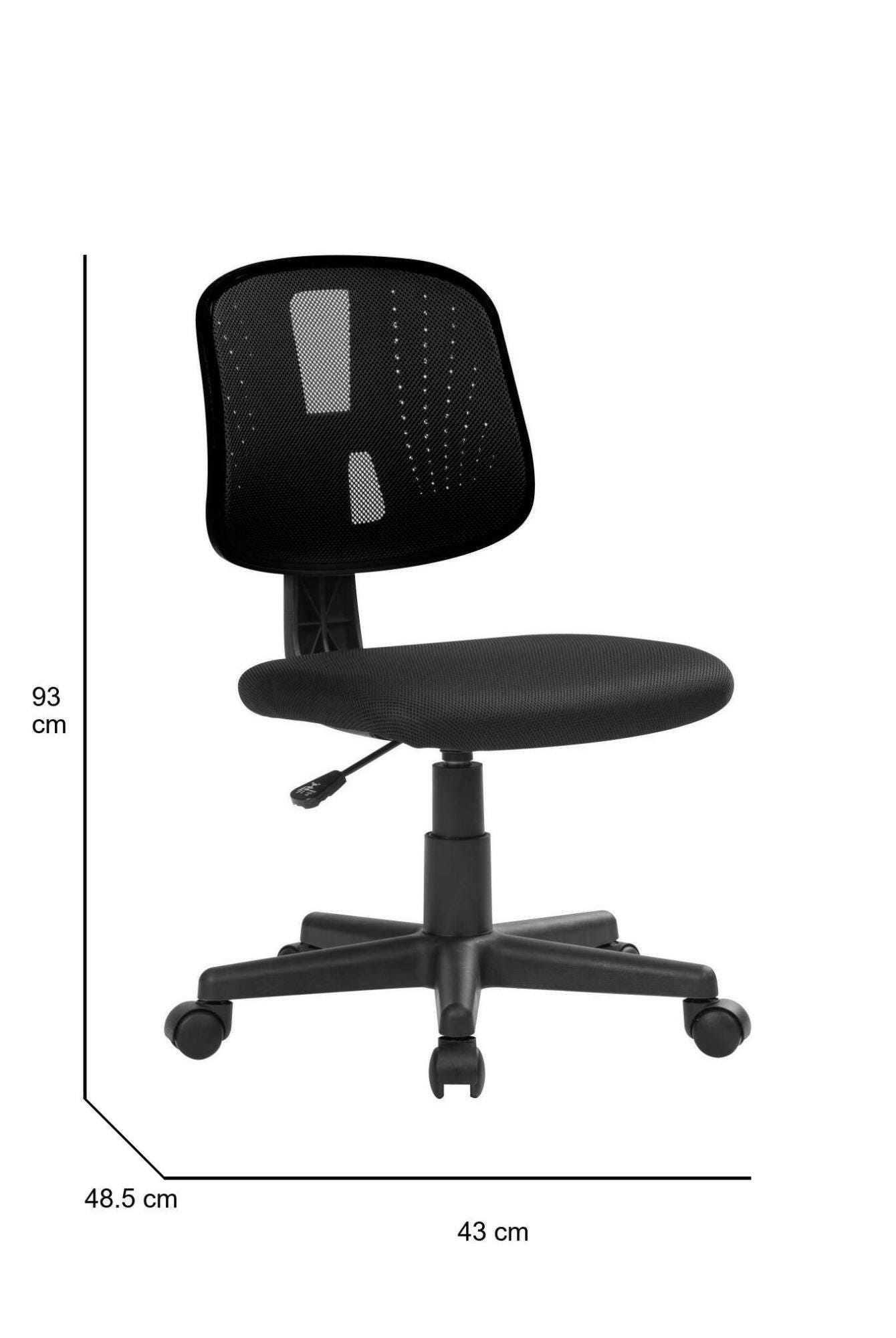 Sedia da ufficio Dlazeti, Sedia operativa da ufficio, Seduta ergonomica da  ufficio, 49x43h81/93 cm, Nero