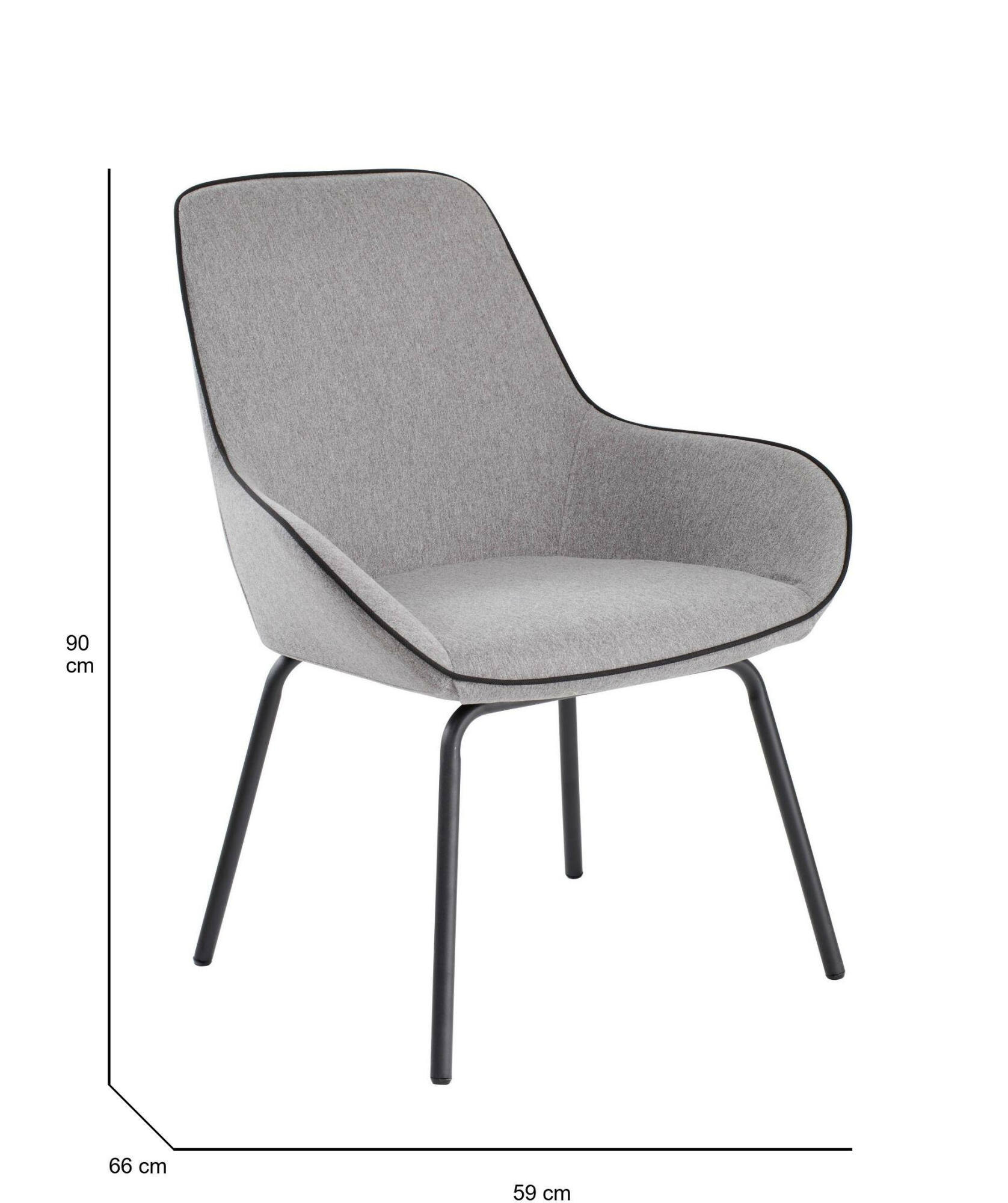 Sedia da ufficio Dglionn, Sedute sala da attesa per ufficio, Seduta ergonomica  da attesa, 66x59h90 cm, Grigio