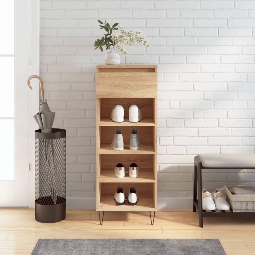 Armoire à Chaussures Noire 40x36x105 Cm – Bois D’ingénierie, Rangement Pas Cher