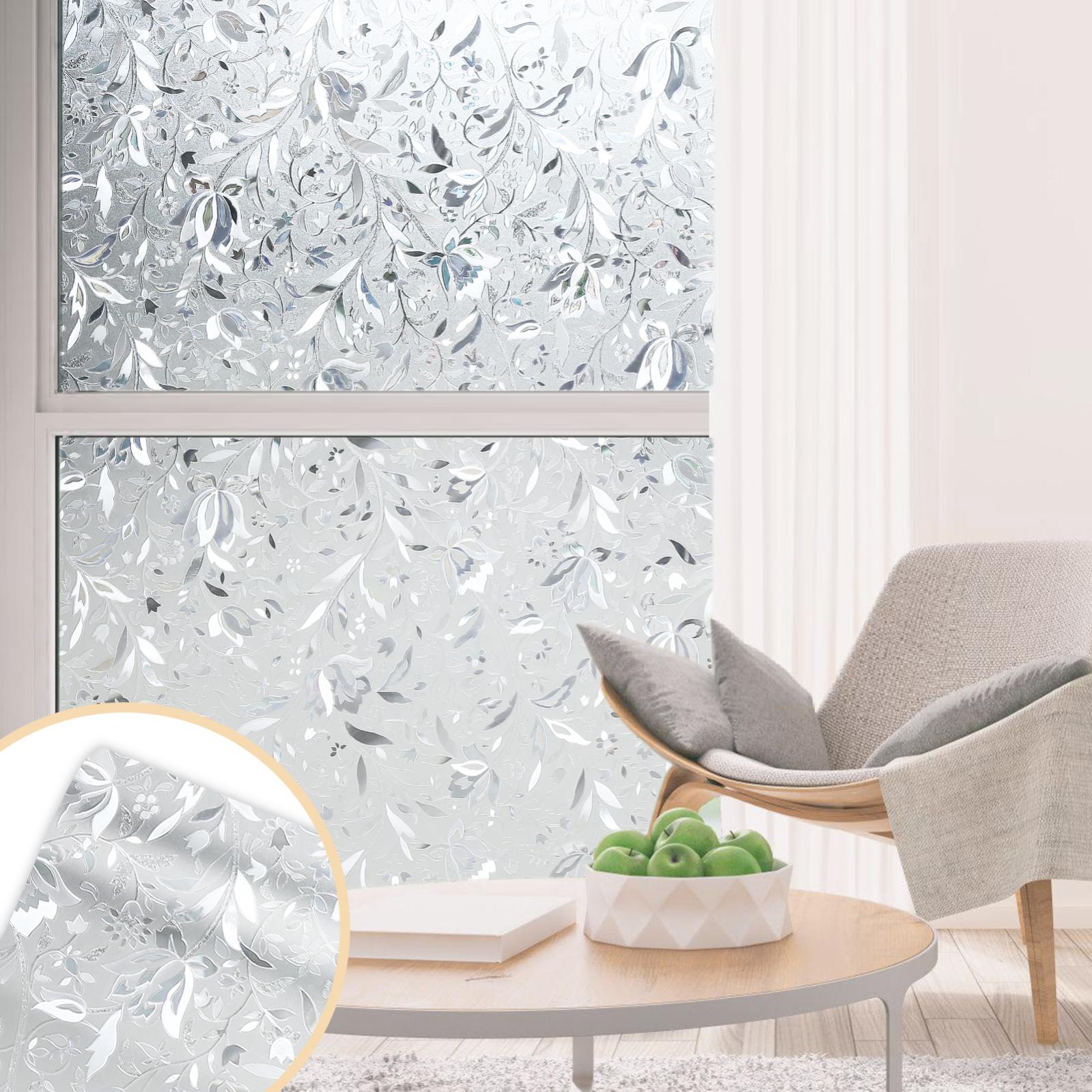 Films pour Vitres Film Électrostatique Film Décoratif de Fenêtre Film Occultant de Vitre Blocage