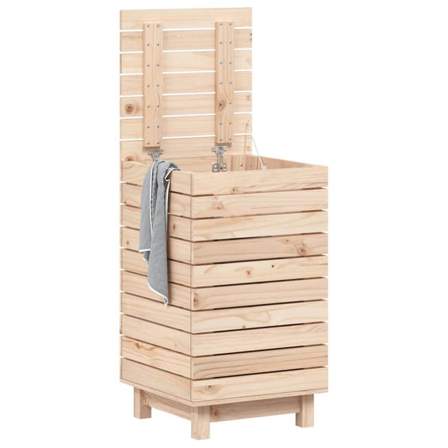 vidaXL Cesto para la ropa sucia madera maciza de pino 44x44x76 cm