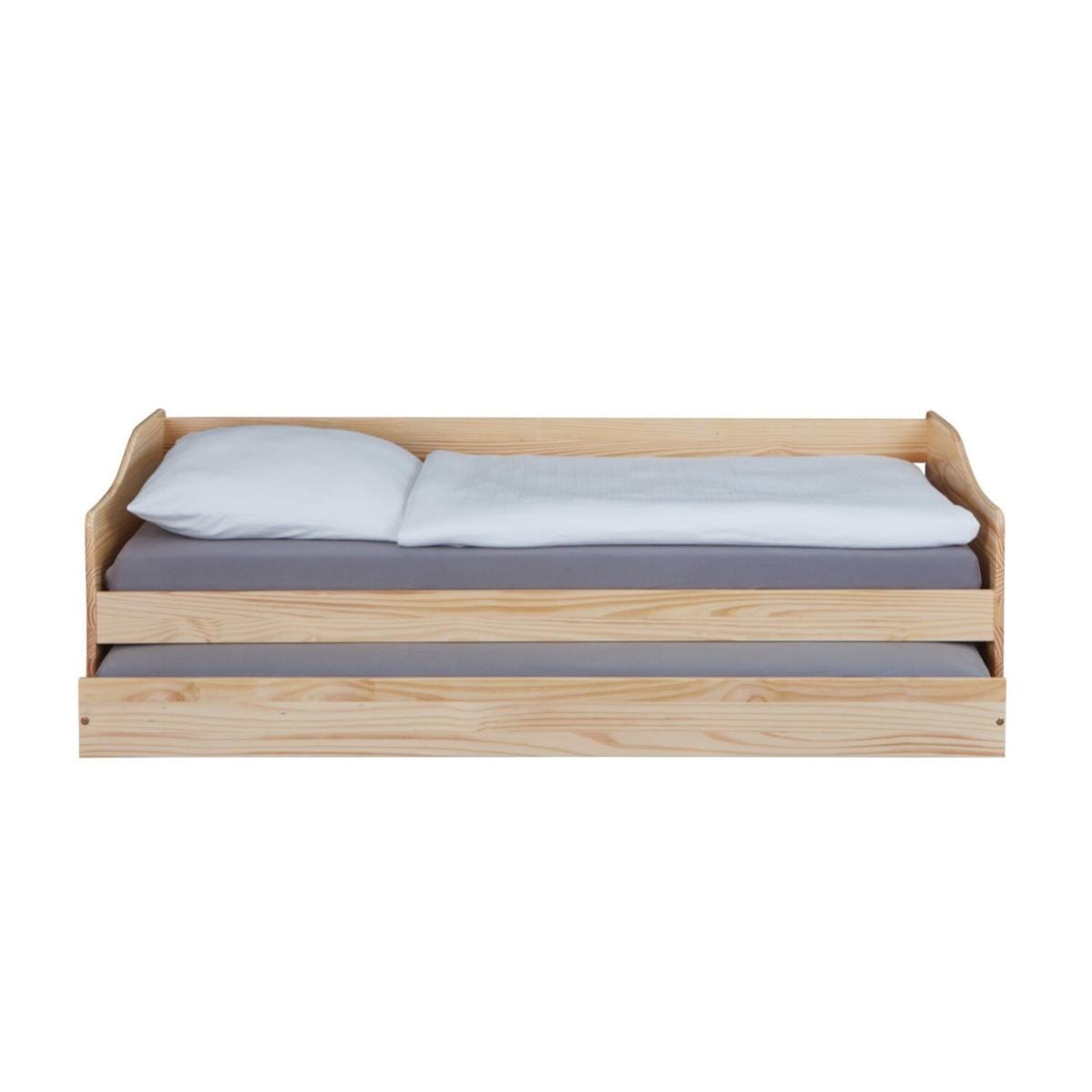 Letto Singolo con cassettone GIACOMINO, Colore Pino Naturale, Lettino Letto Singolo con cassettone GIACOMINO, Colore Pino Naturale, Lettino