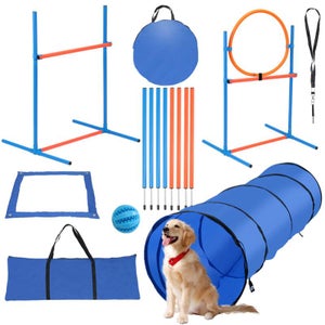 Kit Barres De Saut Agility VANCHEMO - 15 Barres, 10 Pieds, 10 Clips | Entraînement Coordination, Vitesse | Réglable En Hauteur, Portable