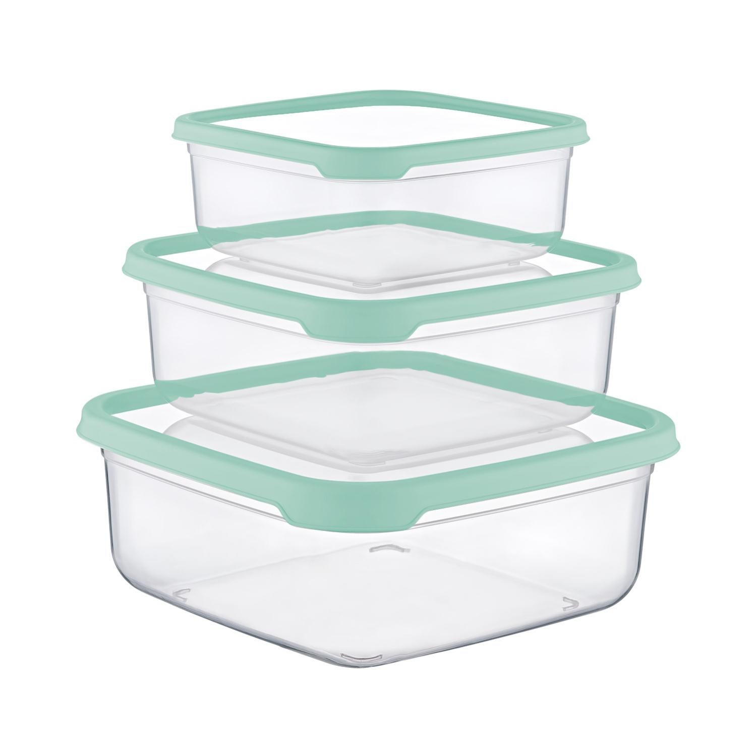 Rotho Set 3 Contenants Alimentaires 1L – Transparent/Vert, Hermétiques Et Empilables Pour Frigo & Congél