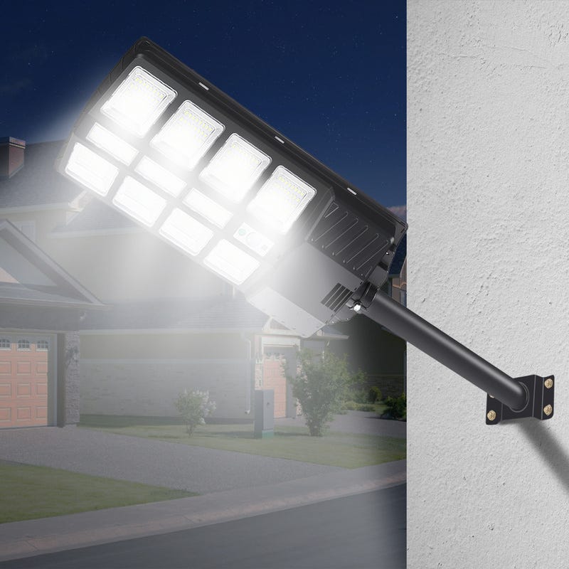 Lampadaire solaire LED Projecteur solaire étanche avec détecteur de  mouvement et télécommande pour extérieur jardin terrasse 300W