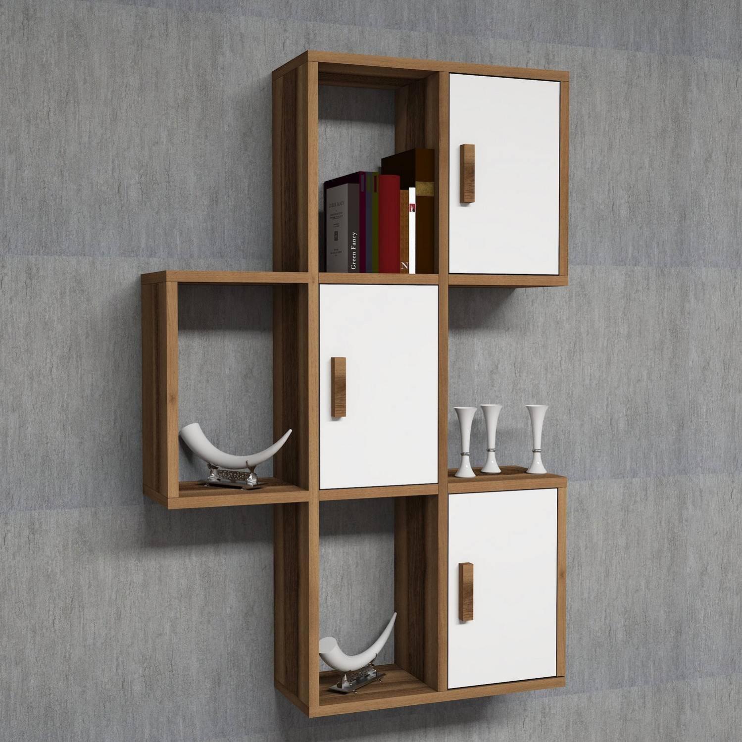 Etagère murale asymétrique couleur chêne naturel | Etagères murales