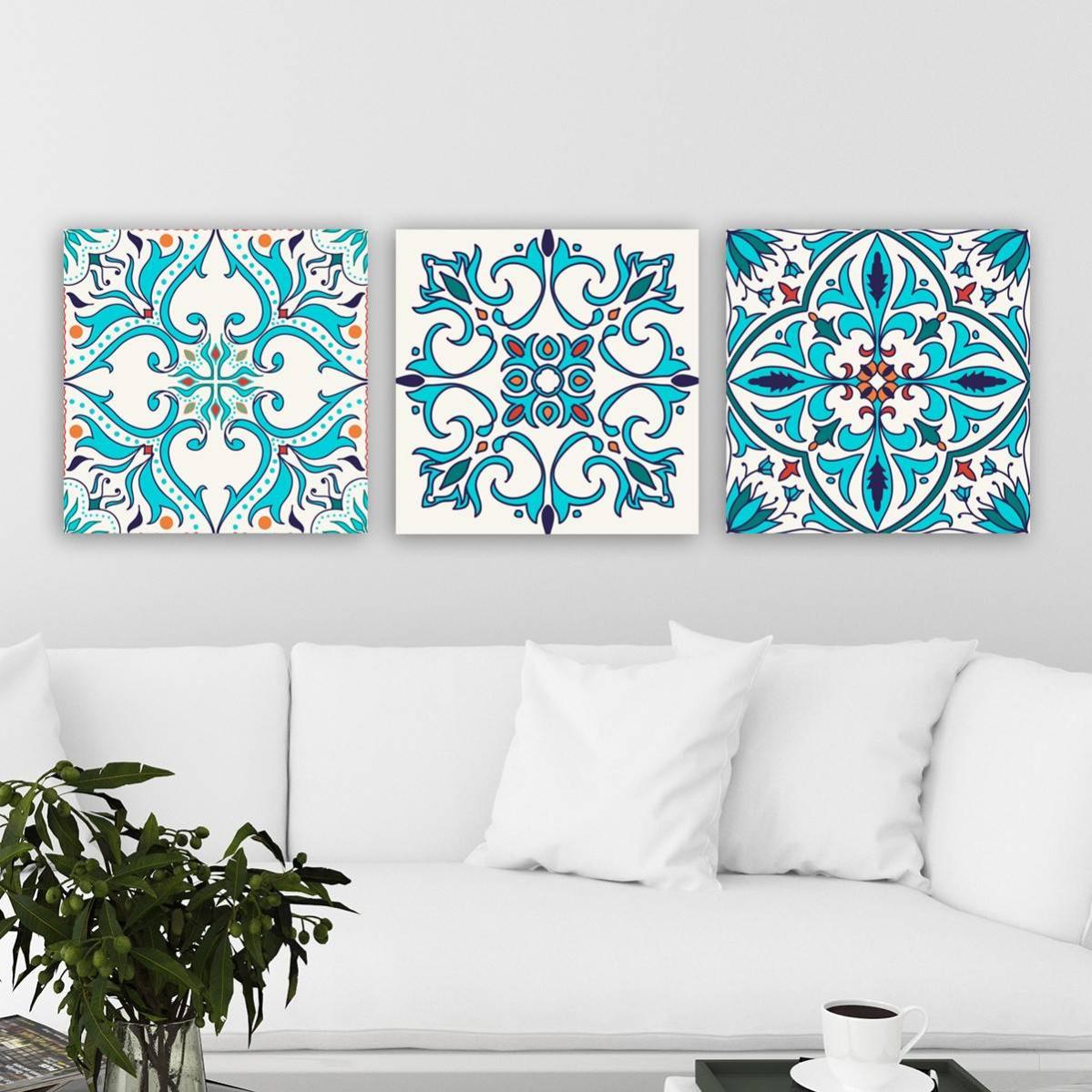 Set de 3 tableaux décoratif Scaenicos Motif Ornemental quatre-feuille ...