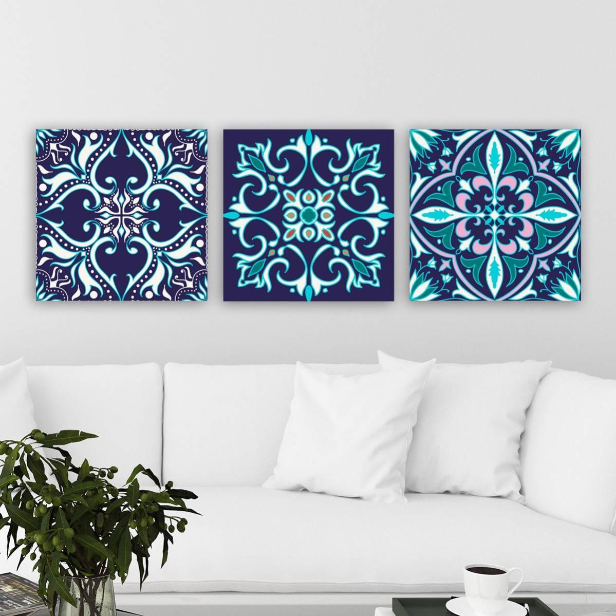 Set de 3 tableaux décoratif Scaenicos Motif Ornemental quatre-feuille ...