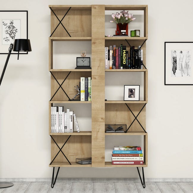 Bibliothèque en bois, étagère debout réglable, porte-livre extensible, pour  bureau, salon