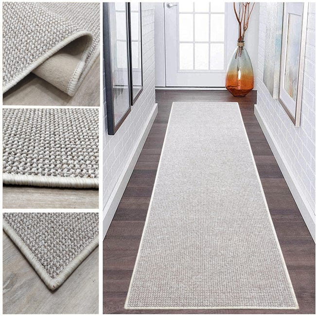 Alfombra alfombra grande lisa , rústica efecto yute natural sin pelo ,  nudos, para habitación dormitorio o cocina.