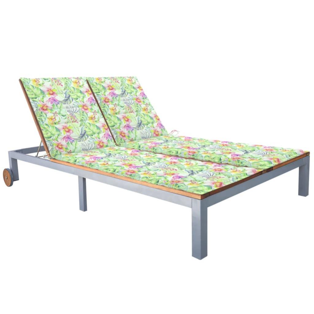 Chaise longue 2 places avec coussin Acacia solide et acier 5 Leroy Merlin