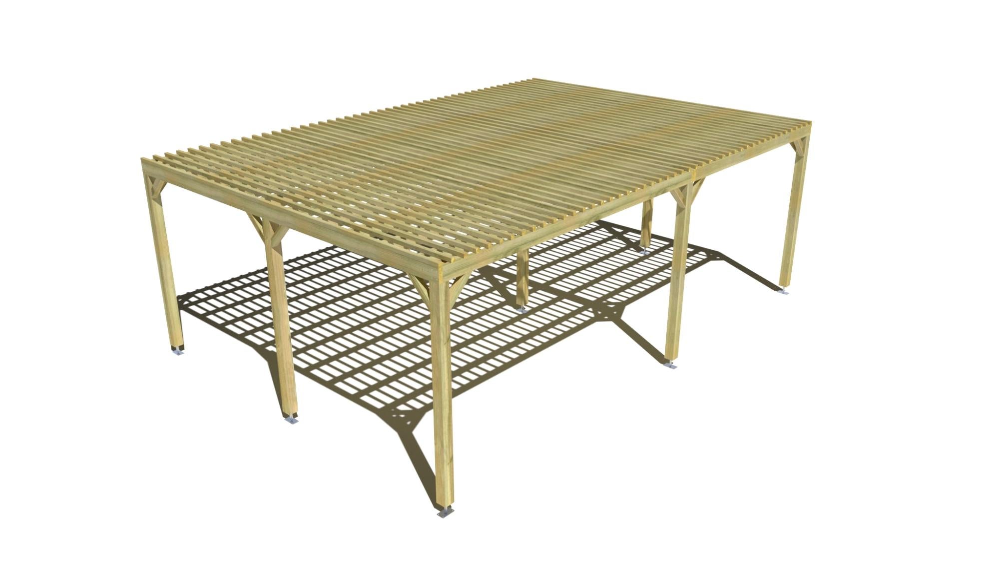 Pergola bois • 7m x 5m • indépendante • sens largeur • lattage bois