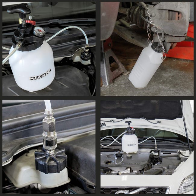 Purgeur de frein à Pompe manuel - 3 litres - Purgeur liquide de frein  voiture - Bouteille de Collecte et Adaptateur Multimarques