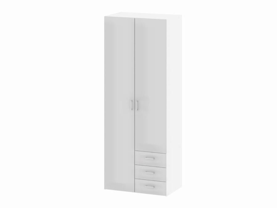 Spell Armoire 2 portes et 3 tiroirs. Blanc et blanc brillant. Leroy
