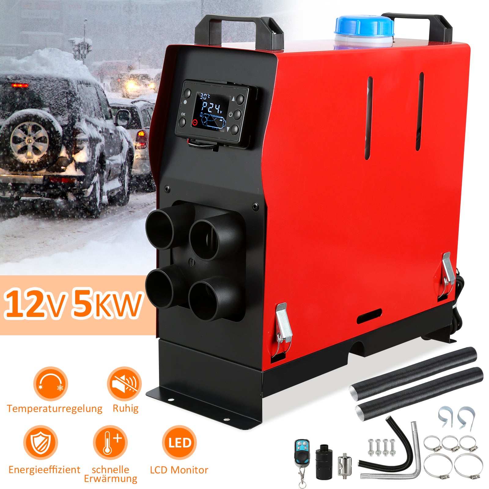 Chauffage à air Diesel 5KW 12V Heater Réchauffeur d'air Diesel LCD, vevor chauffage  diesel 12v 5kw